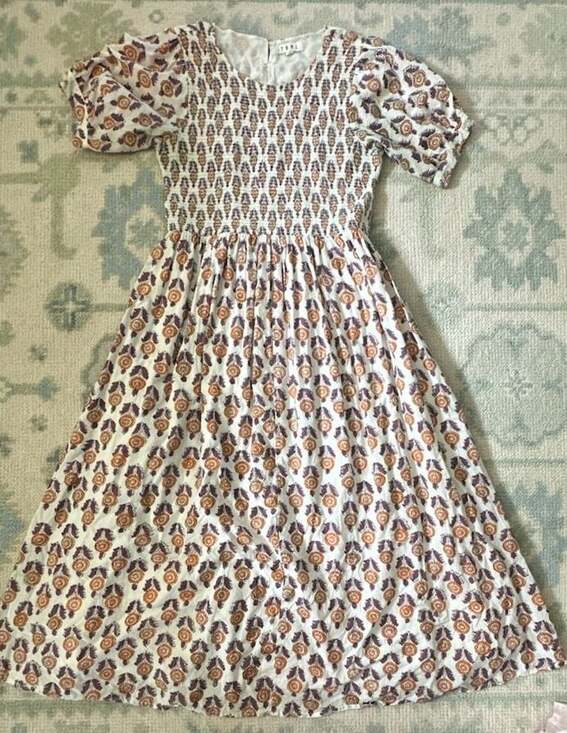 THML Dresses & Skirts - S - THML Floral Print Smocked Puff Sleeve Midi Dress